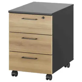 Caisson mobile 3 tiroirs BREST chêne du bocage anthracite monté photo du produit