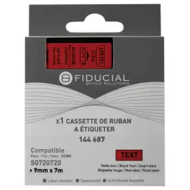 Ruban K7 pour titreuse DYMO S0720720 9mm rouge impression noire photo du produit