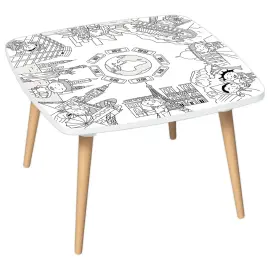 Table basse KIDS décor monument gris blanc 60x60 photo du produit