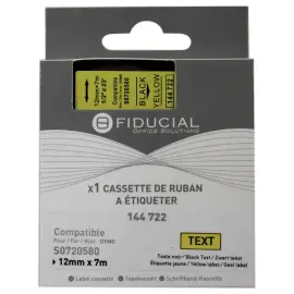 Ruban K7 pour titreuse DYMO S0720580 12mm jaune impression noire photo du produit