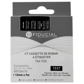 Ruban K7 pour titreuse DYMO S0720610 12mm noir impression blanche photo du produit