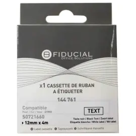 Ruban K7 pour titreuse DYMO S0721660 12mmx4 m blanc impression noire photo du produit