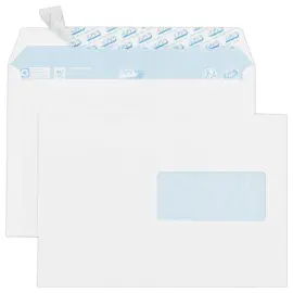 Boite de 500 enveloppes blanches 162x229 80 g/m² fenêtre 45x100 siliconée photo du produit
