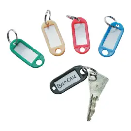 Sachet de 100 porte-clés avec étiquettes coloris assortis photo du produit