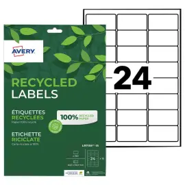 Boite de 15 planches étiquettes recyclées blanches63,5 x 33,9mm photo du produit