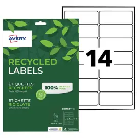 Boite de 15 planches étiquettes recyclées blanches99,1 x 38,1 mm photo du produit