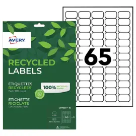 15 Planches &eacute;tiquettes recycl&eacute;es blanches38,1 x 21,2 mm photo du produit