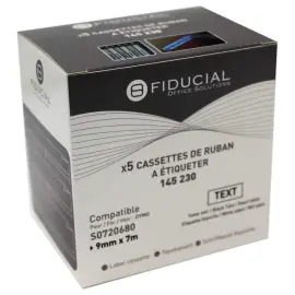 5 Rouleaux de rubans D1 9mmx7m imp noire/ blanc comp DYMO S0720680 photo du produit