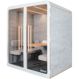 Cabine acoustique Quattro avec banquette - 4 places - Gris clair photo du produit