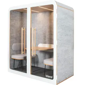 Cabine acoustique Duo avec banquette - 2 places - Gris clair photo du produit