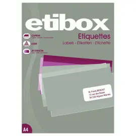 Boite de 100 Étiquettes MU ETIBOX coins carrés 52,5x29,7 mm 4000 étiq/boîte photo du produit