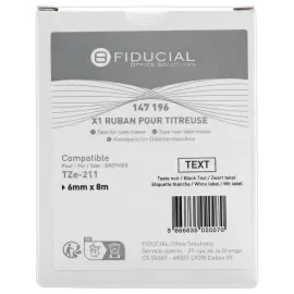 Ruban comp BROTHER TZE 211 6mm blanc impression noire photo du produit