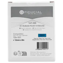 Ruban comp Brother TZE 531 12mm bleu impression noire photo du produit