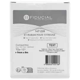 Ruban comp Brother TZE 121 9mm transparent impression noire photo du produit