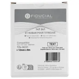 Ruban comp BROTHER TZEN 231 cassettes noir / blanc 12 mm photo du produit