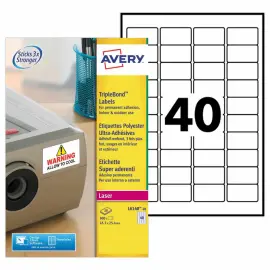 800 &eacute;Tiquettes ultra-adh&eacute;sives polyester Laser blanches 45,7 x 25,4 mm photo du produit