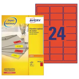 2400 éTiquettes multi-usages Photocopieur rouge fluo 70 x 35 mm photo du produit