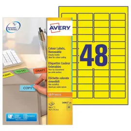 Planches de 960 étiquettes enlevables jaune Avery 45.7 x 21.2mm photo du produit