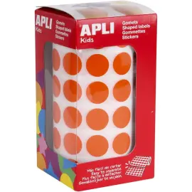 2832 Pastilles adh&eacute;sif permanent - &Oslash; 15 mm - En rouleau - Orange - APLI photo du produit