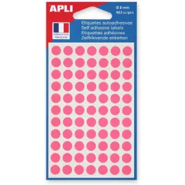 468 Pastilles adh&eacute;sif permanent - &Oslash; 8 mm - Rose - APLI photo du produit