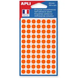 468 Pastilles adh&eacute;sf permanent - &Oslash; 8 mm - Orange - APLI photo du produit