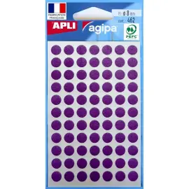 468 Pastilles adh&eacute;sif permanent - &Oslash; 8 mm - Violet - APLI photo du produit
