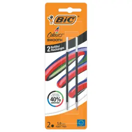 Recharge stylo bille 4 couleurs Smooth - Pointe moyenne - Noir - BIC photo du produit