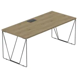 BUREAU BEAUNES L 180CM CHENE VEINE /  NOIR photo du produit