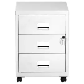 Caisson mobile en m&eacute;tal 3 tiroirs blanc mont&eacute; photo du produit