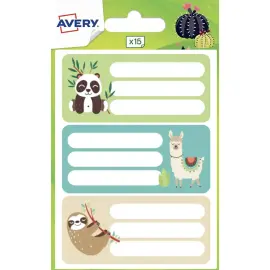 30 Paquettes de 15 &eacute;tiquettes scolaires -lama et cactus - 76 x 34 mm photo du produit