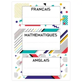 30 Paquets de 15 étiquettes scolaires motifs géométriques 76 x 34 mm photo du produit