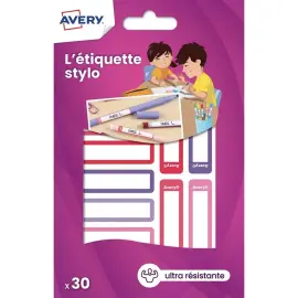 30 Paquets 30 &eacute;tiquettes stylos - cama&iuml;eurose/violet/rouge - 50 x 10 mm photo du produit
