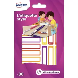 30 30 &eacute;Tiquettes stylos - cama&iuml;eu jaune/orange - 50 x 10 mm photo du produit
