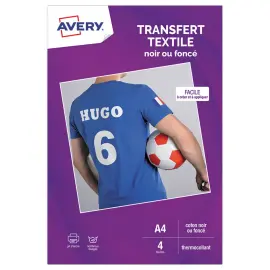 4 Feuilles transfert textile noir ou foncé A4 jet d'encre photo du produit