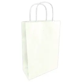 50 Sacs papier à poignées torsadées : 18 x 8 x 22 -  Blanc photo du produit