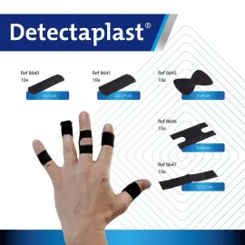 Boite de 50 pansements en tissu &eacute;lastique - 5 tailles - Noir - Detectaplast photo du produit