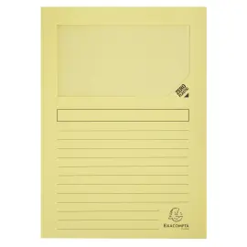 100 Pochettes de pr&eacute;sentation - Fen&ecirc;tre cristal - Jaune pastel - Exacompta photo du produit