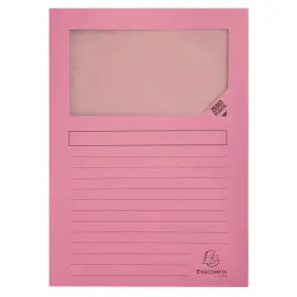 100 Pochettes de pr&eacute;sentation papier - Fen&ecirc;tre cristal - Rose pastel - Exacompta photo du produit