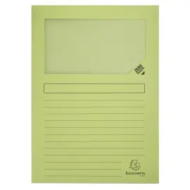 100 Pochettes de pr&eacute;sentation papier - Fen&ecirc;tre cristal - Vert pastel - Exacompta photo du produit