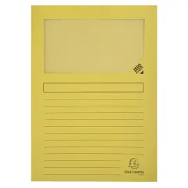 100 Pochettes coins papier &agrave; fen&ecirc;tre cristal - jaune vif - Exacompta photo du produit