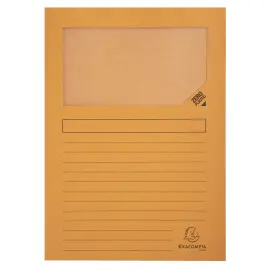 100 Pochettes coins papier &agrave; fen&ecirc;tre cristal - orange vif - Exacompta photo du produit