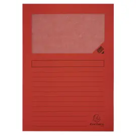 100 Pochettes coins papier &agrave; fen&ecirc;tre cristal - rouge vif - Exacompta photo du produit