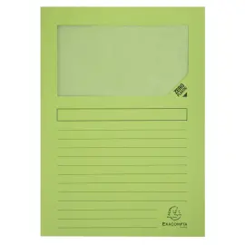 100 Pochettes coins papier &agrave; fen&ecirc;tre cristal - vert vif - Exacompta photo du produit