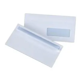 500 Enveloppes blanches autocollantes à fenêtre - 80g - 110 x 220mm - GPV photo du produit
