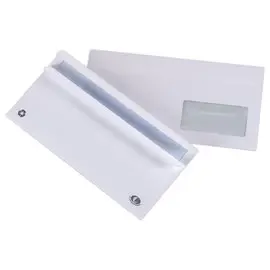 500 enveloppes blanches 80g GPV 110x220mm autocollantes à fenêtre 45x100mm photo du produit