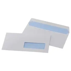 500 enveloppes blanches 80g 110x220mm bande siliconée à fenêtre 35x100mm photo du produit