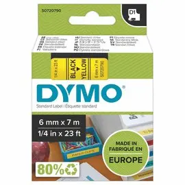 Ruban D1 DYMO S0720790 - 7 m x 6 mm - Texte noir sur fond jaune photo du produit