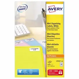 100 Planches de 64 mini-étiquettes blanches - 45.7 x 16.9 mm - AVERY photo du produit
