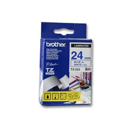 Ruban pour titreuse BROTHER 24mm - bleu/blanc - TZE253 photo du produit