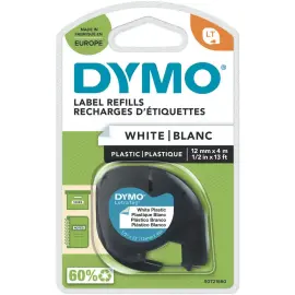 Ruban plastique Letratag - 12 mm - Texte noir sur fond blanc - Dymo photo du produit